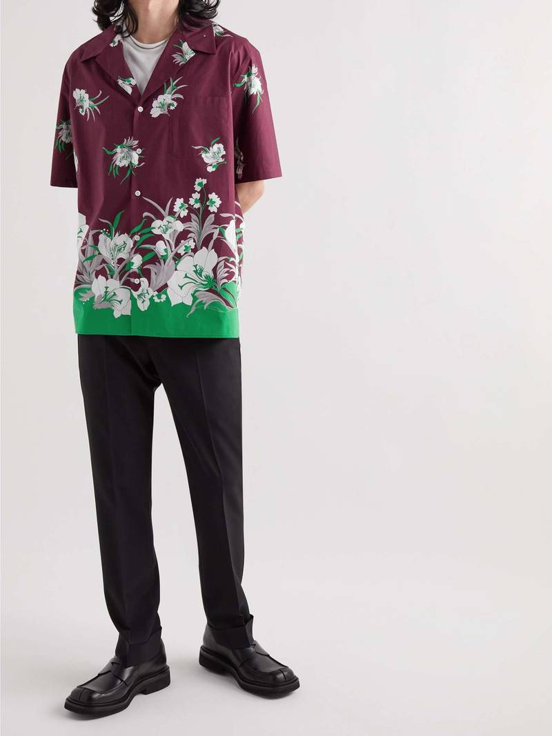 Valentino Camp-Collar Floral-Print Cotton-Poplin Shirt outlook