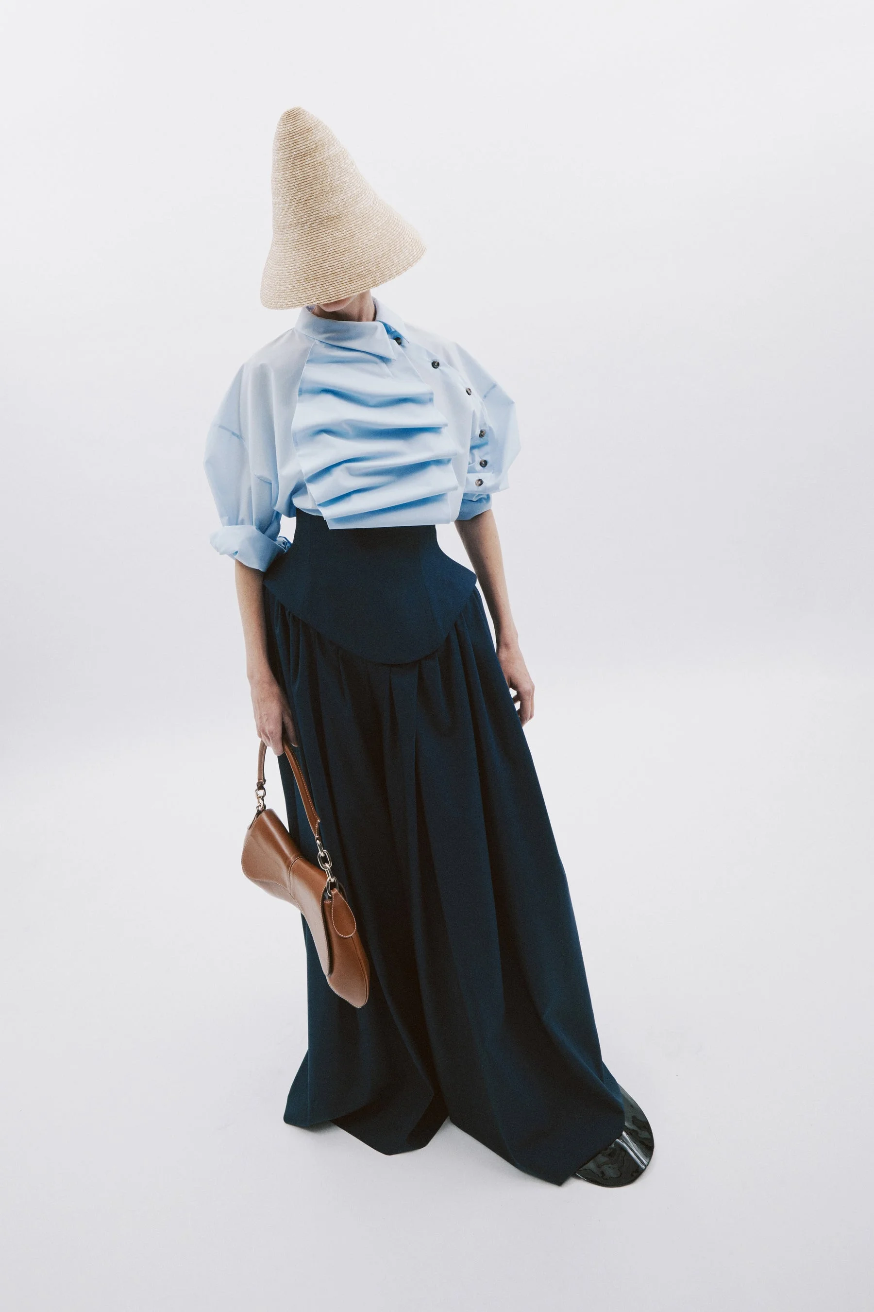 BASQUE PLEATED TROUSERS NAVY - 1