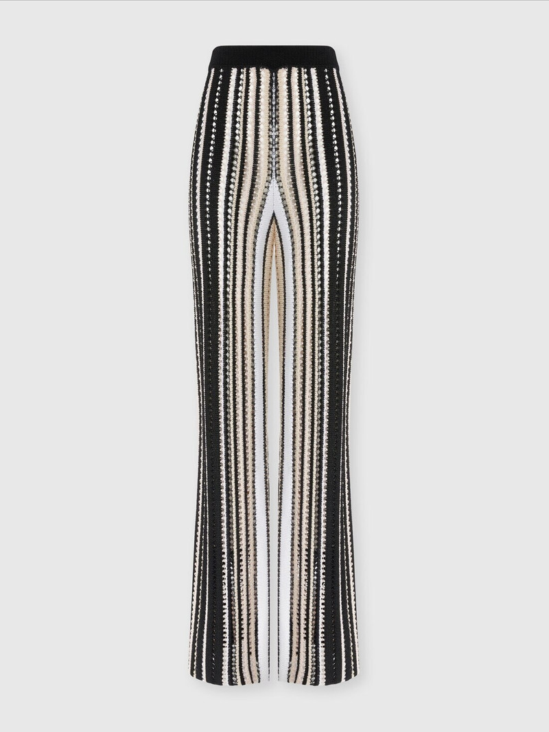 Straight trousers in striped crochet 1