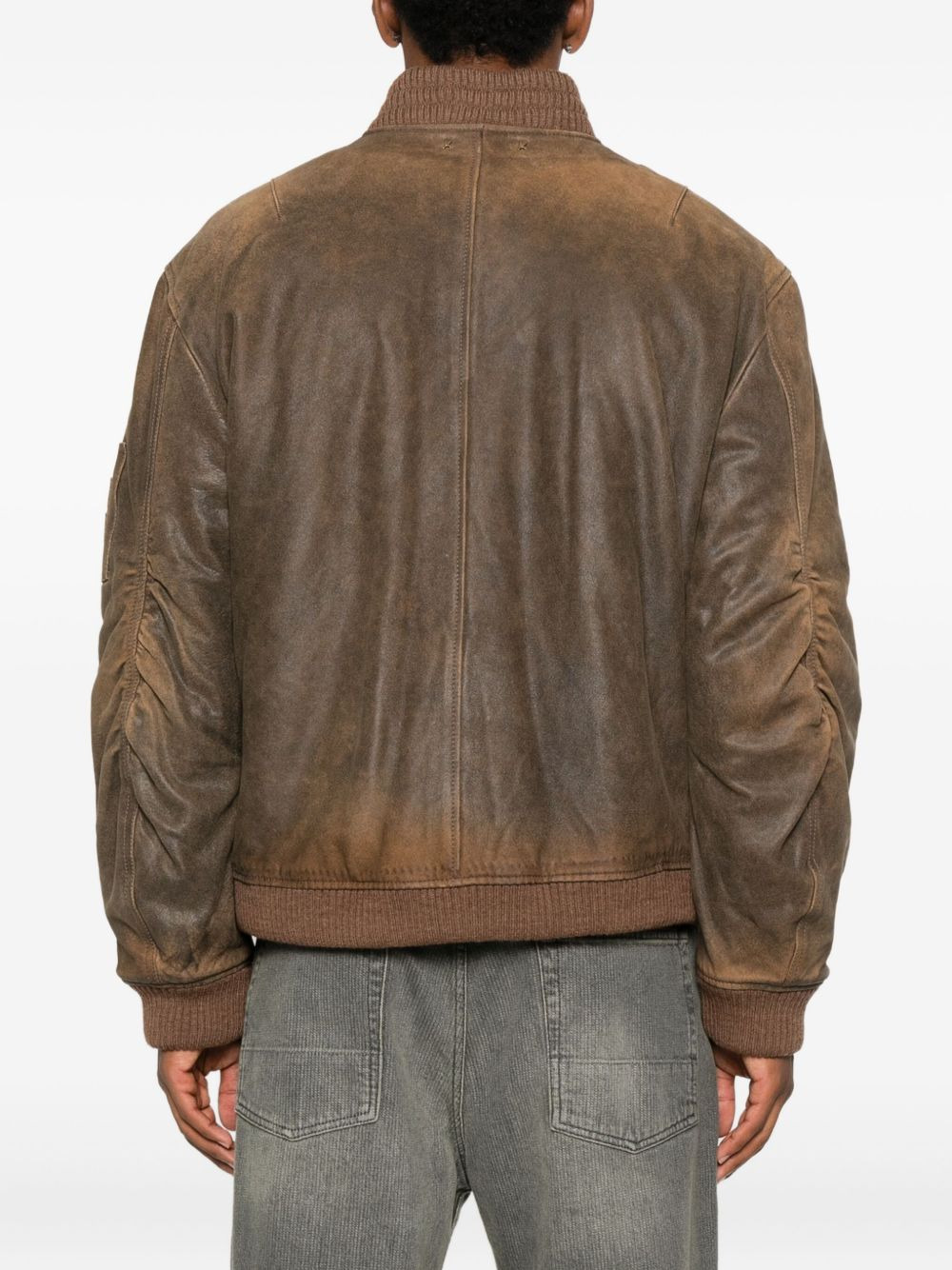 zip-fastening leather jacket - 4