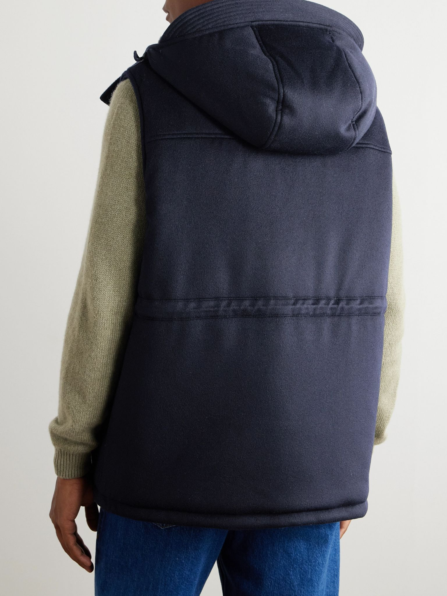 Damiano Shearling-Lined Padded Storm System® Cashmere-Felt Hooded Gilet Navy - 3
