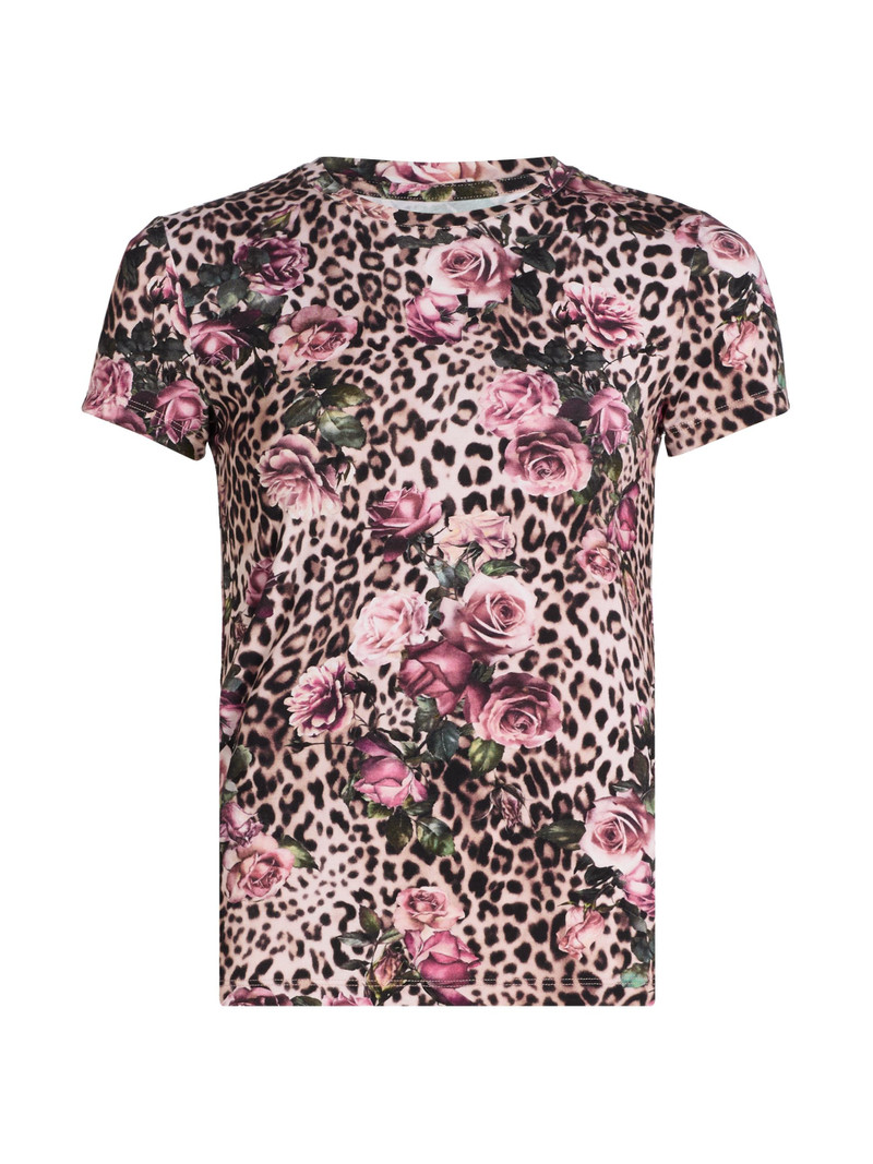 Women's Ressi Floral & Leopard Print T-Shirt - Multi Rose Cheetah 1