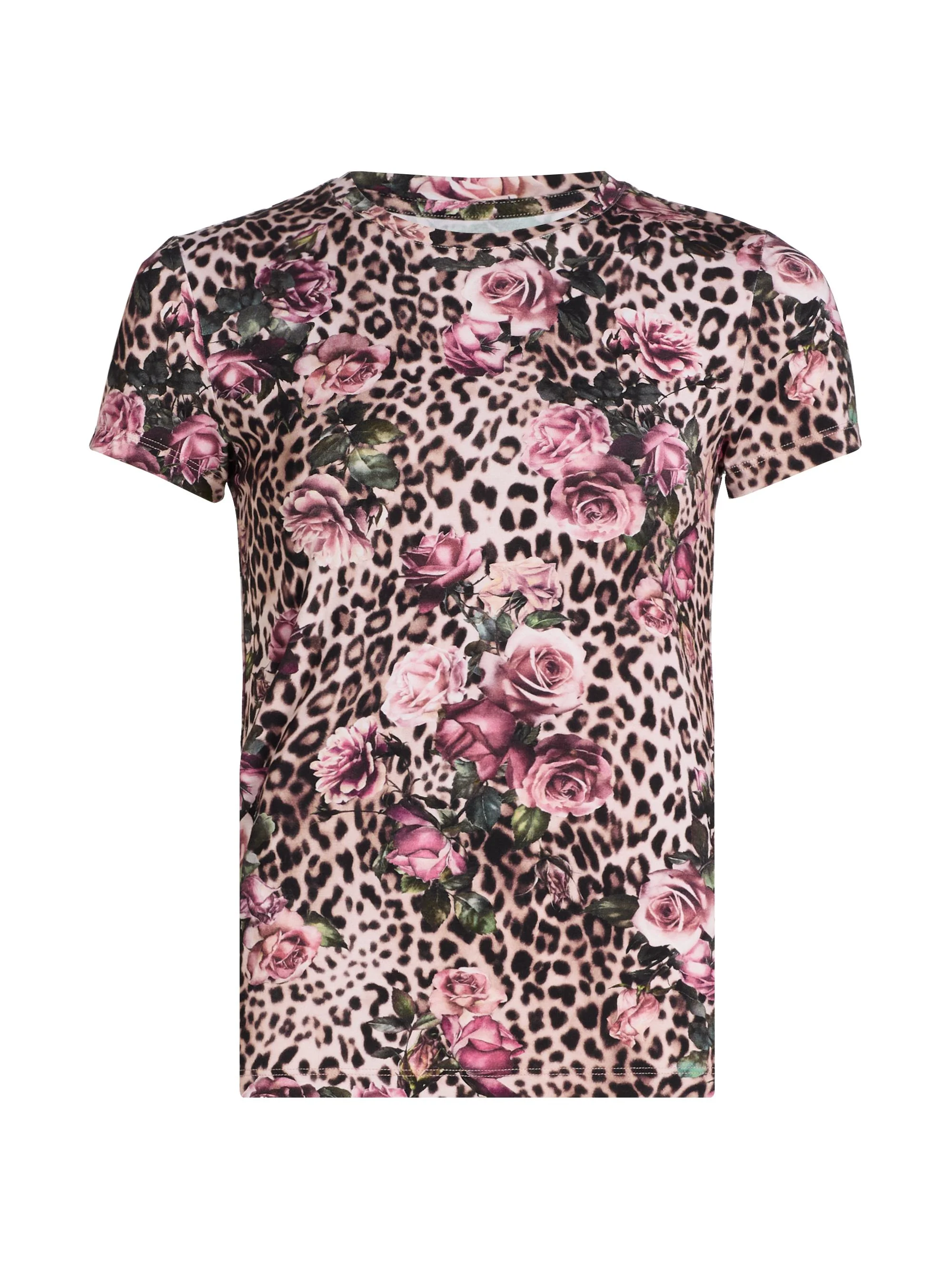 Women's Ressi Floral & Leopard Print T-Shirt - Multi Rose Cheetah - 1