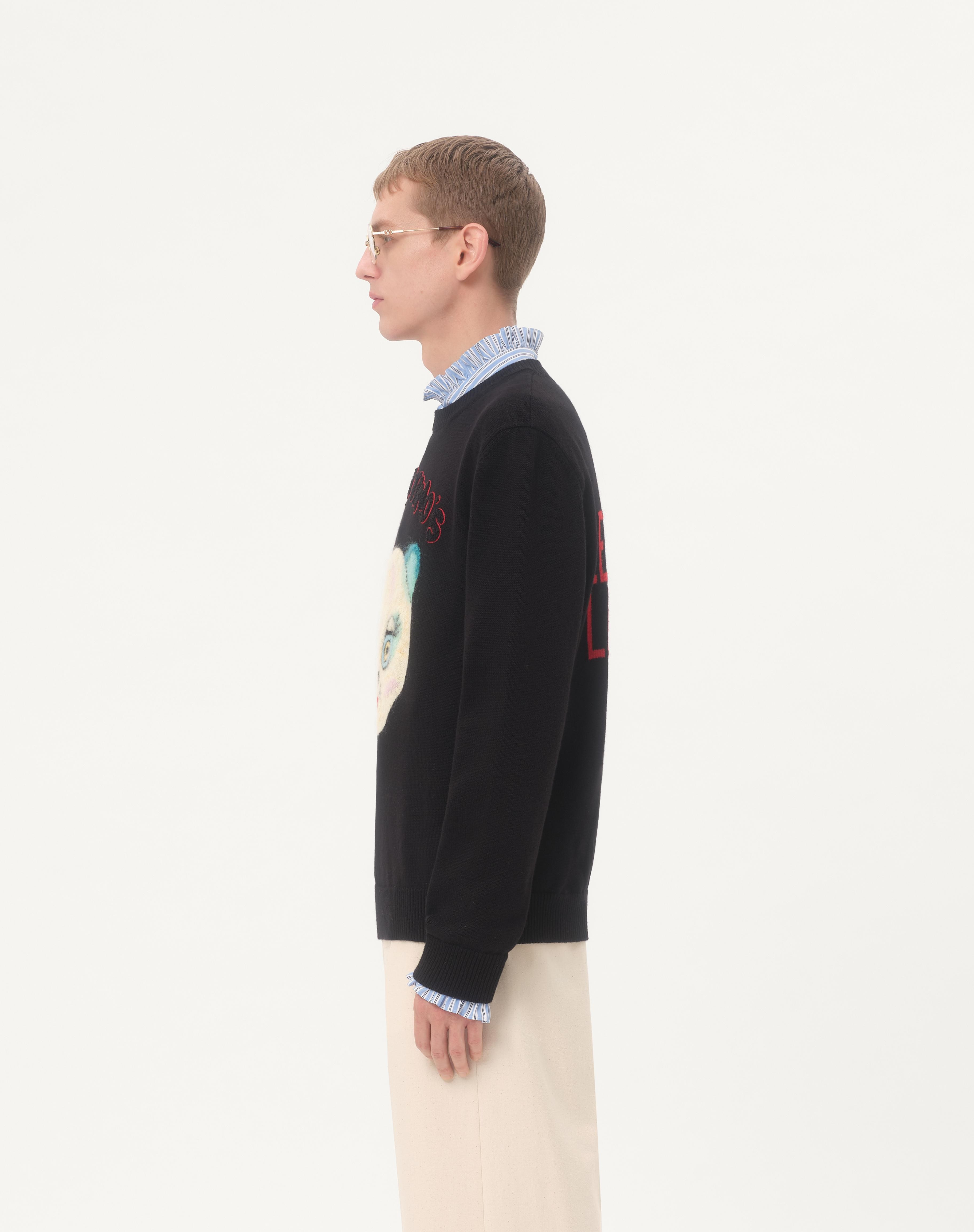 WOOL AND COTTON SWEATER WITH CHAT DE LA MAISON PATCH - 5
