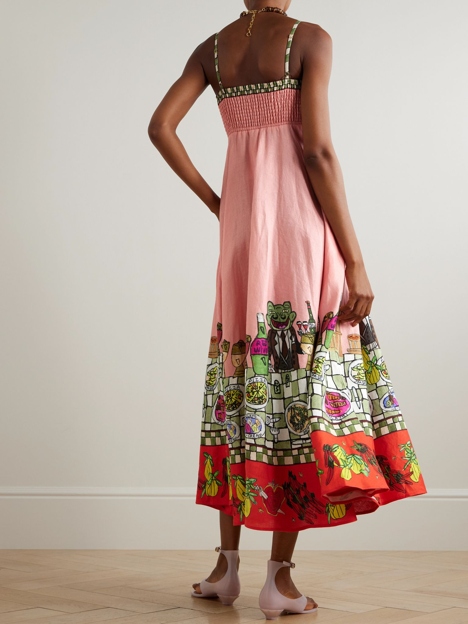 Contessa printed linen midi dress Pink - 3