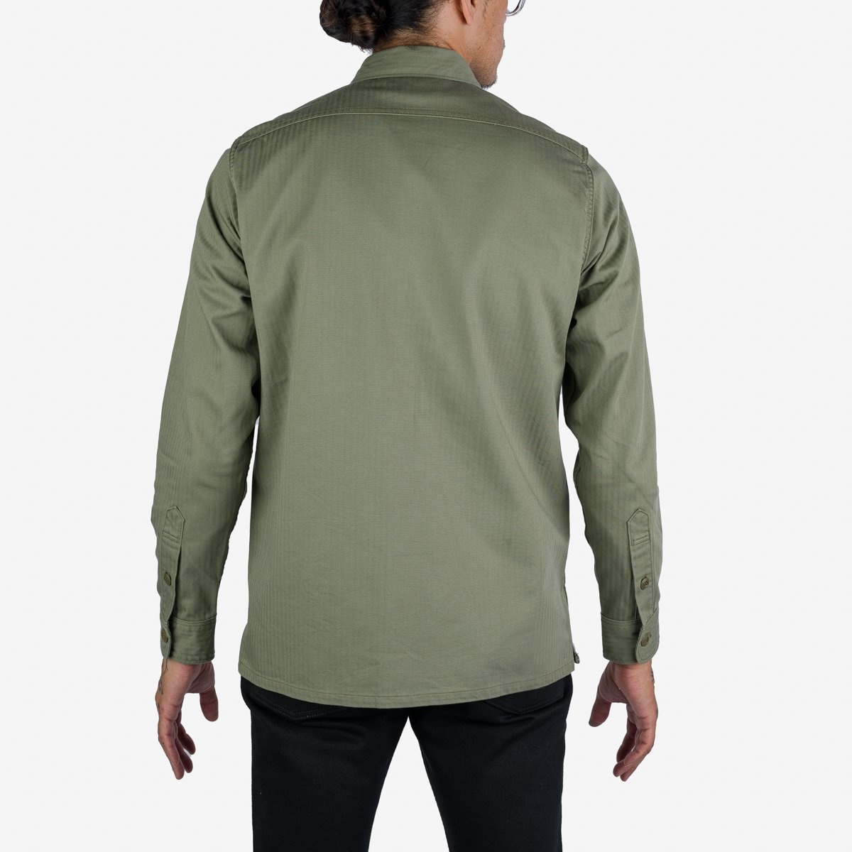 IHSH-385-ODG 9oz Herringbone Military Shirt - Olive Drab Green - 3