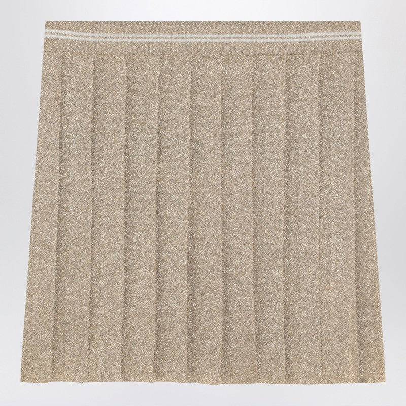 Miu Miu Gold Pleated Lurex Miniskirt Women - 2