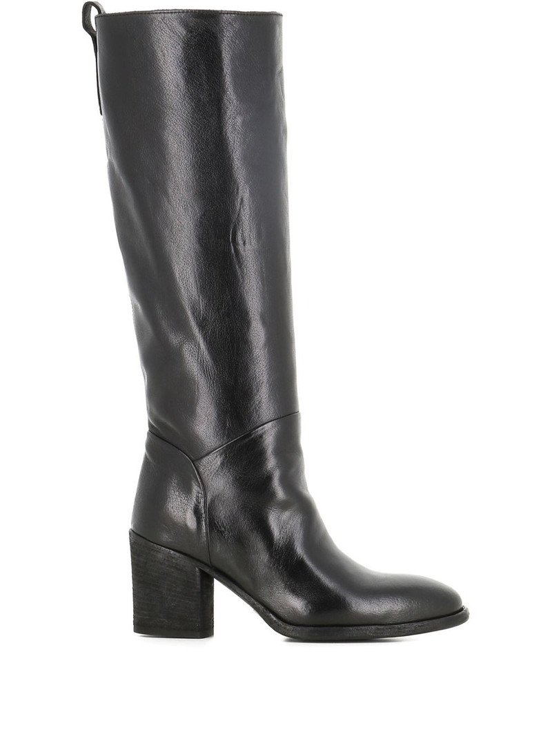 leather block-heel boots 1