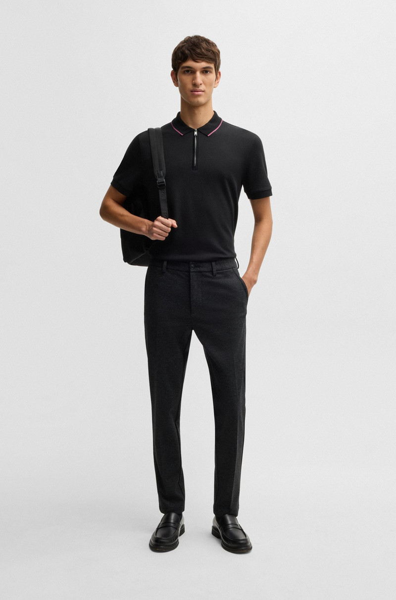 BOSS STRUCTURED-COTTON POLO SHIRT WITH ZIP PLACKET outlook