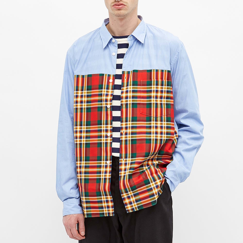 Comme des Garcons Homme Plus Panel Check Chambray Shirt - 3