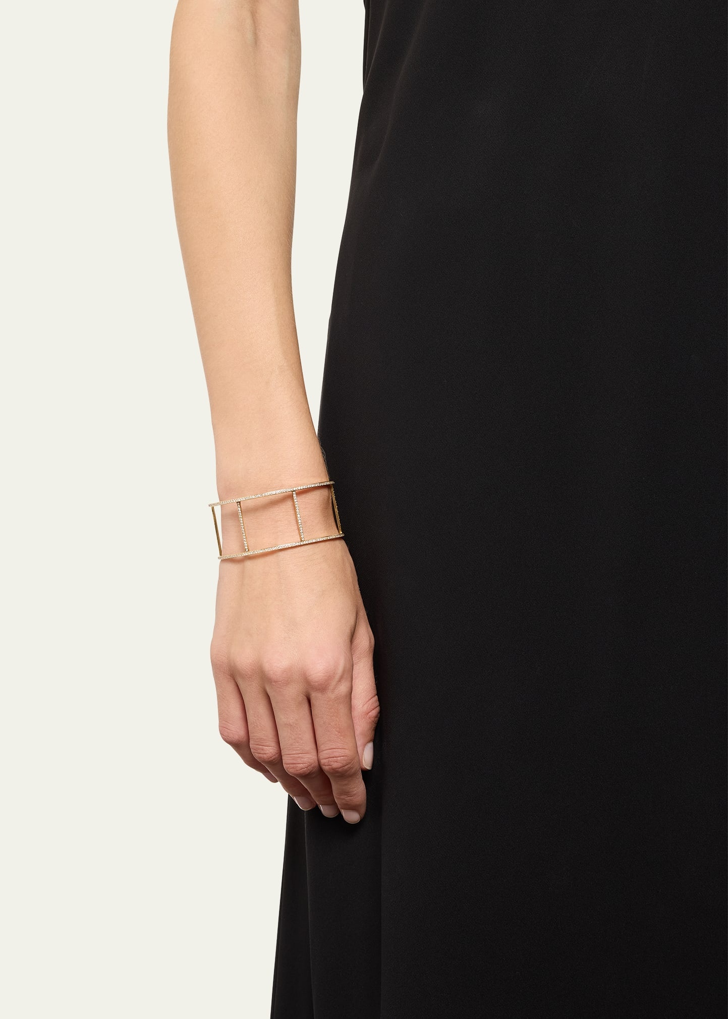 18K Yellow Gold Wire Cuff with Diamonds - 2