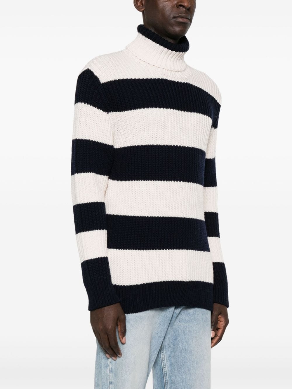 striped roll-neck jumper - 3