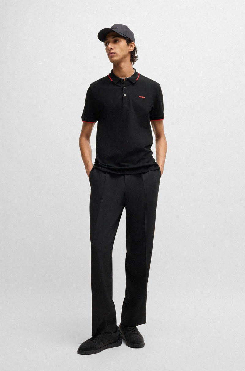 HUGO STRETCH-COTTON SLIM-FIT POLO SHIRT WITH PRINTED LOGO outlook