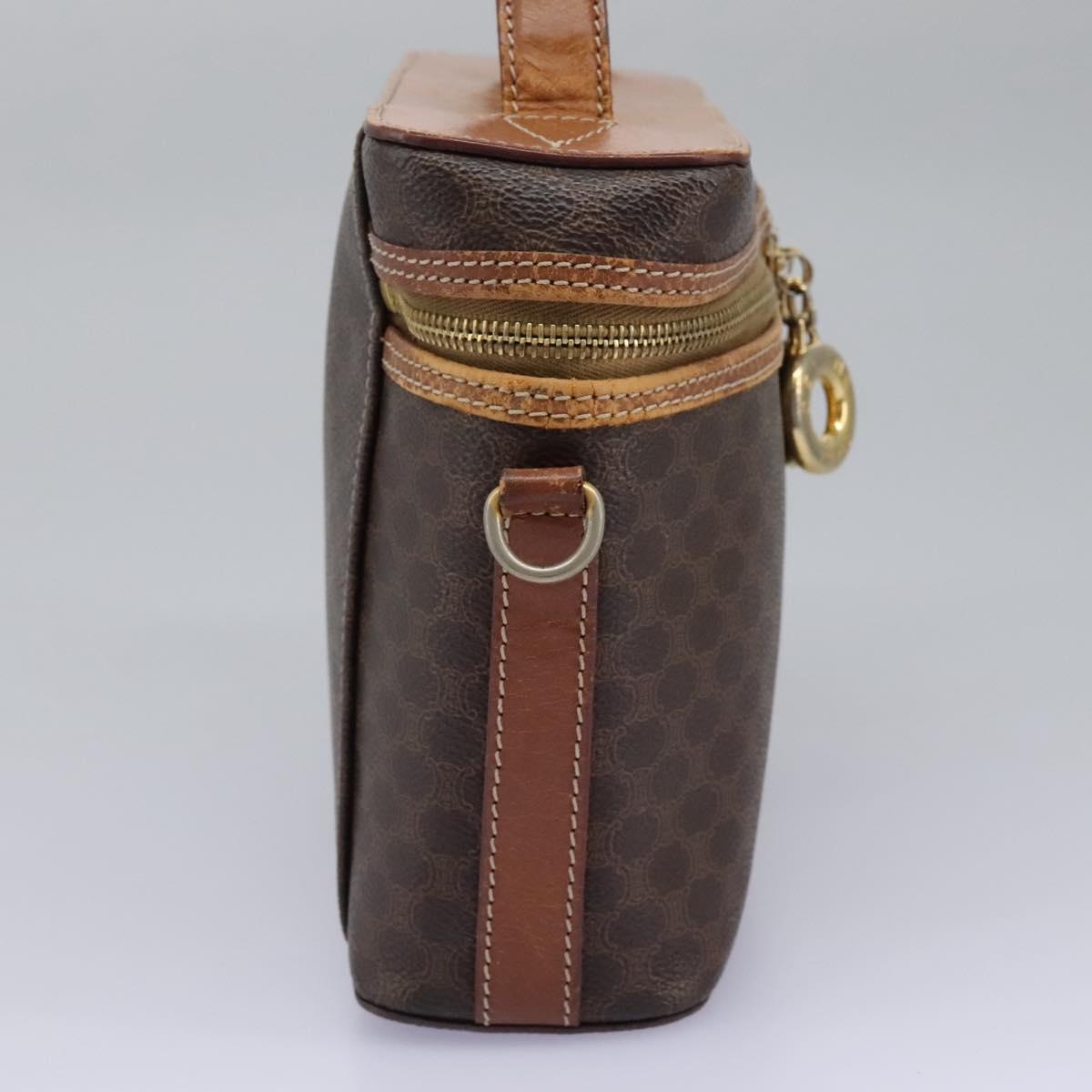 CELINE Macadam Canvas Vanity Hand Bag Pvc Leather Brown - 5