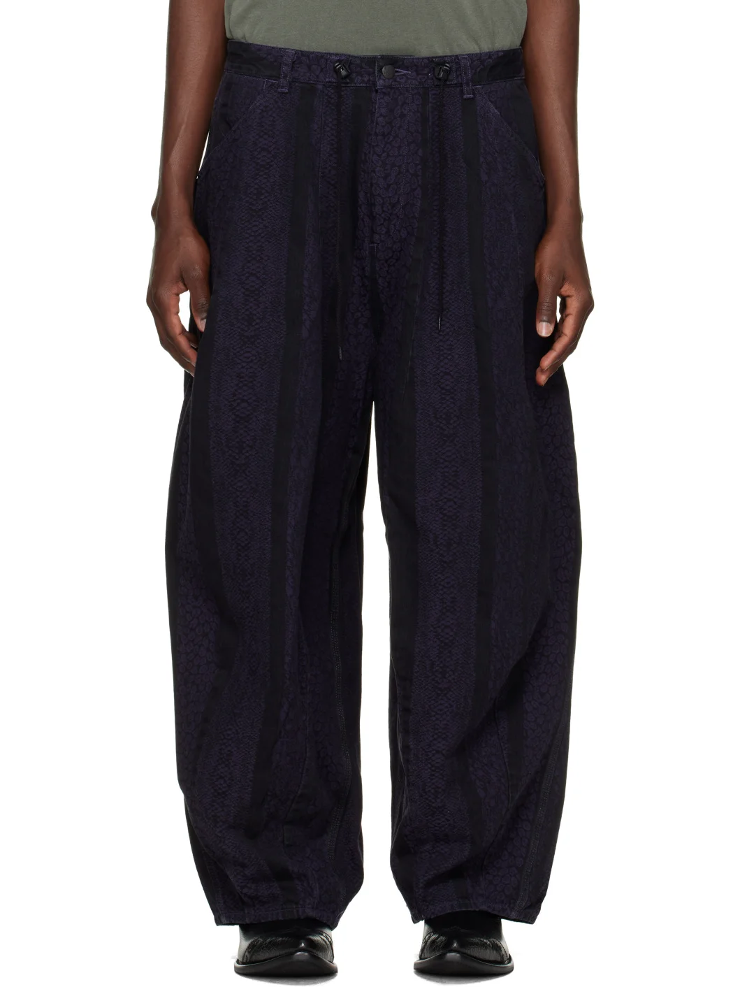 Black Python Jacquard H.D. Painter Jeans - 1