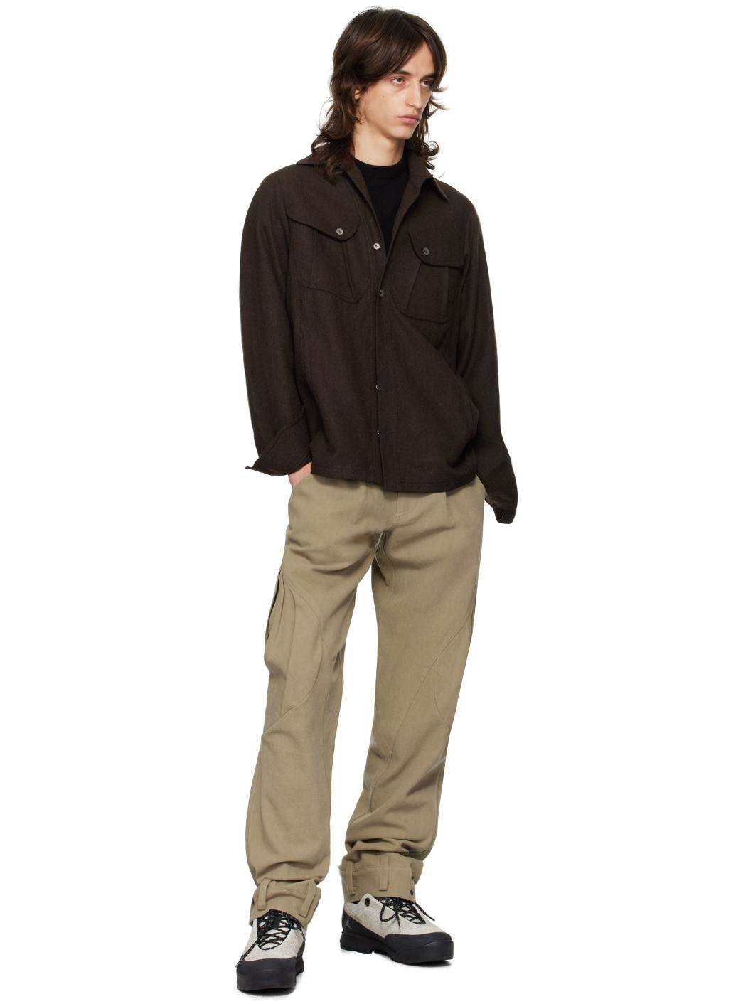 Beige Cotton Cargo Pants - 4