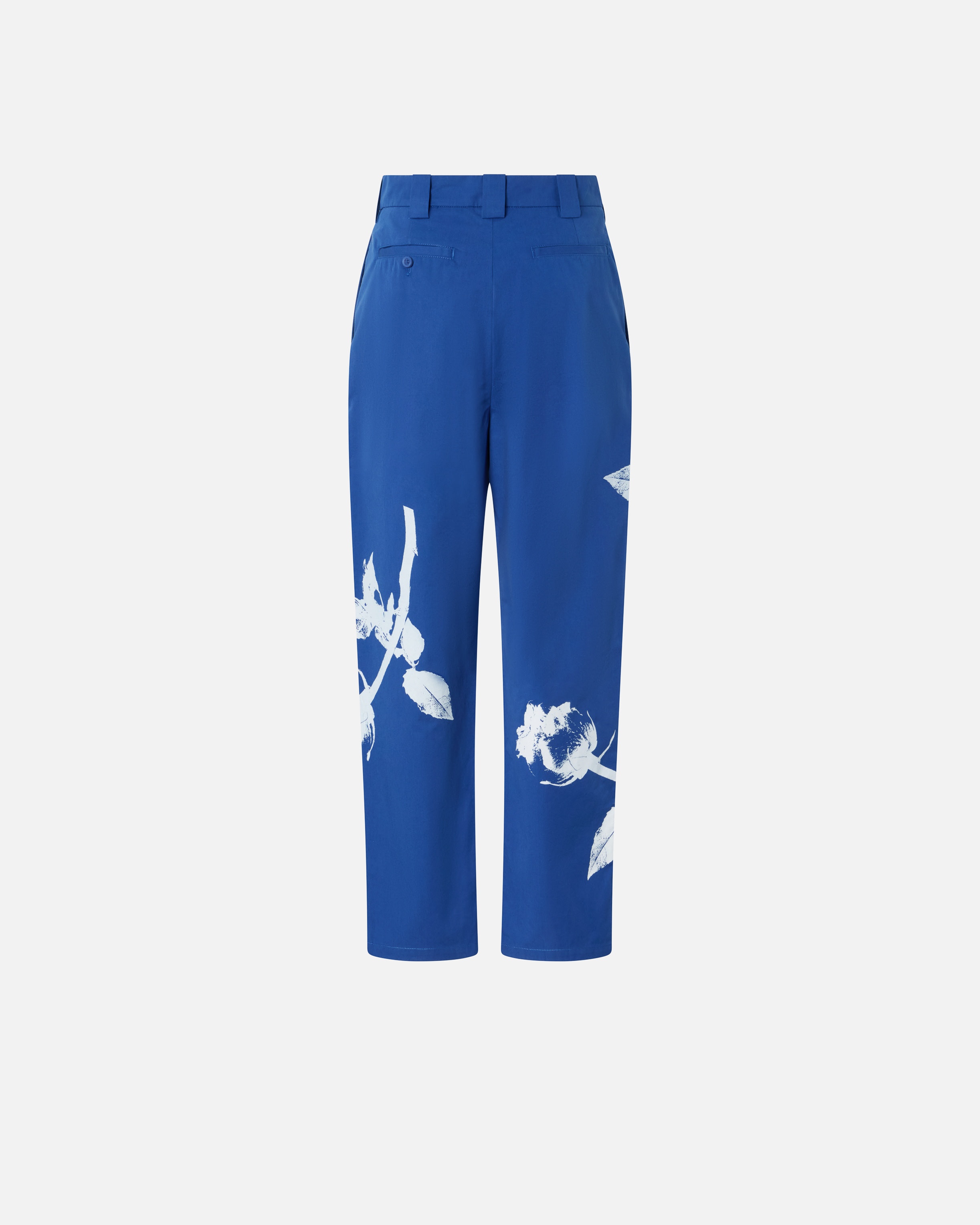 REIMAGINE BY PINKO X PATRICK MCDOWELL BLUE TROUSERS WITH CROSSOVER AND ROSE PRINT - 6
