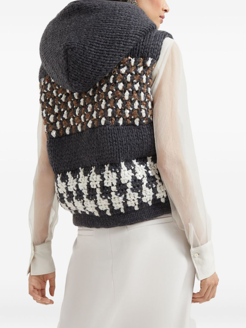 sequin-embellished hooded vest - 4