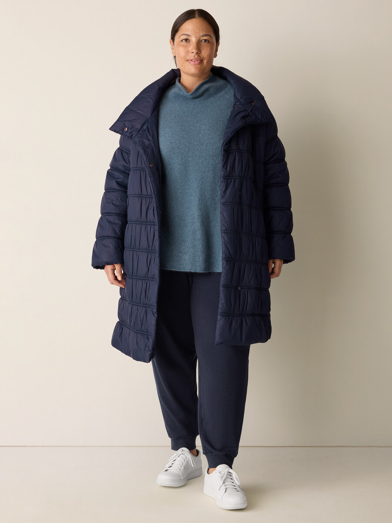 Eggshell Recycled Nylon Ruched Coat 6
