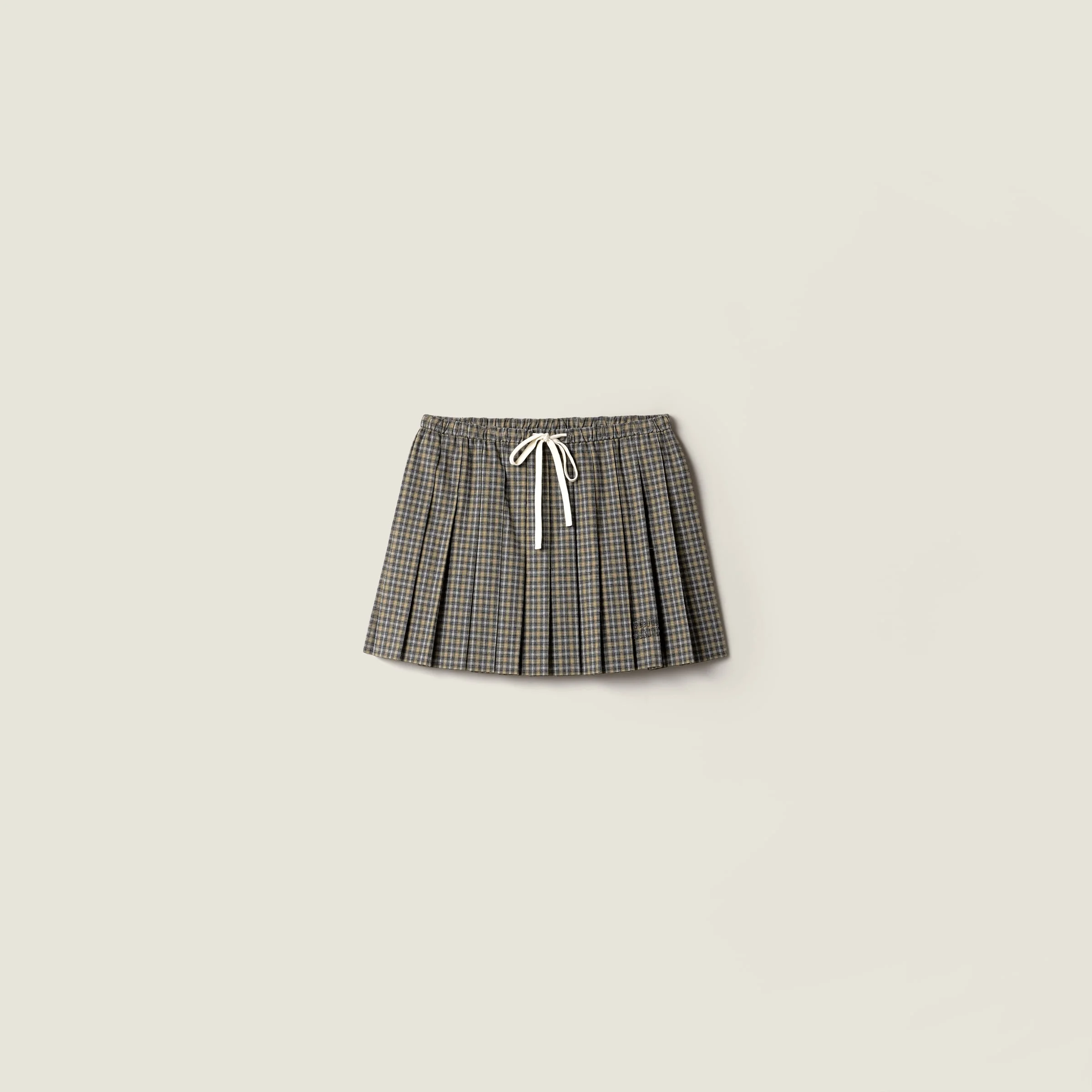 Pleated checked flannel miniskirt - 1
