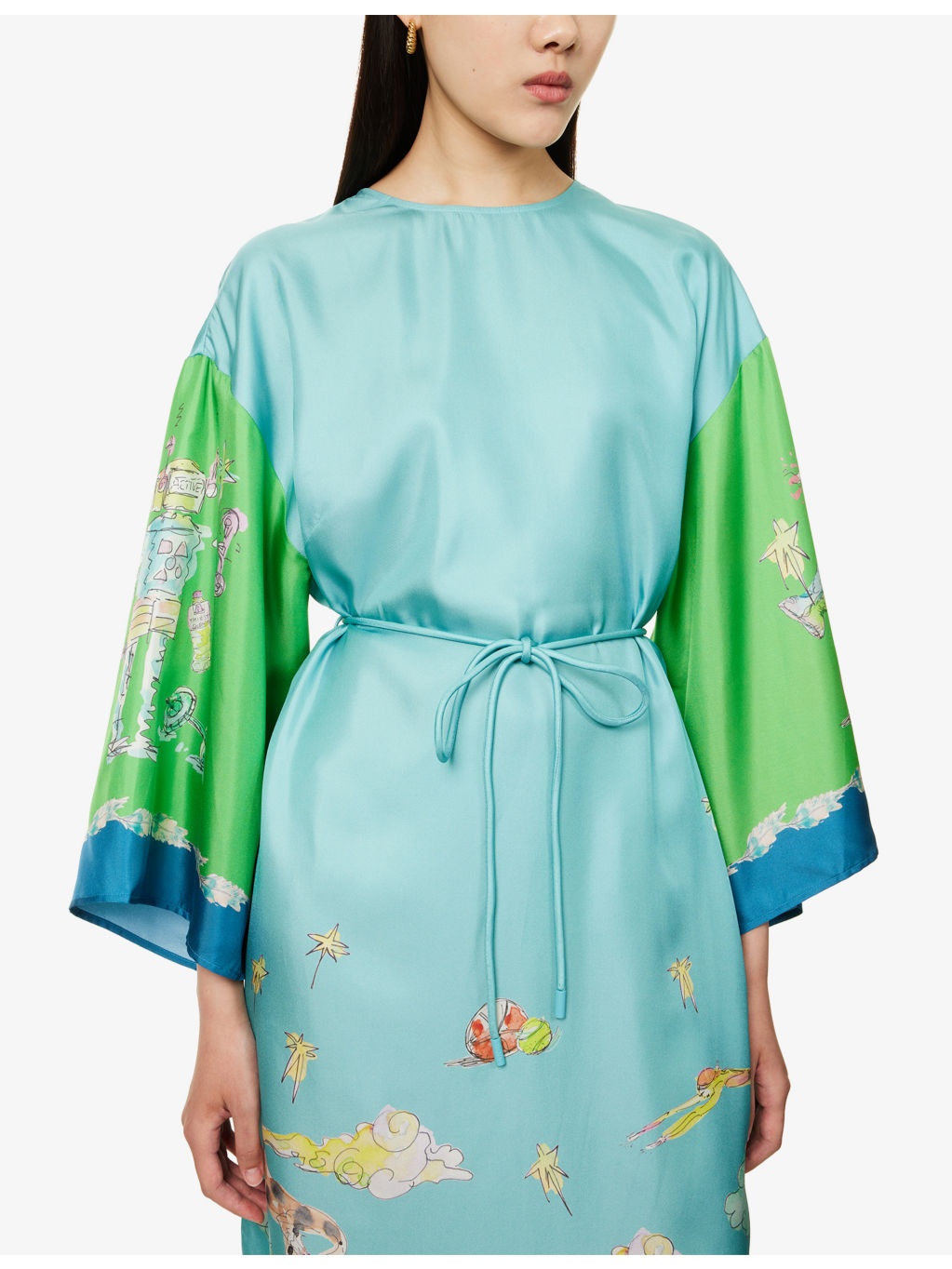 Daria Graphic-Print Silk Midi Dress - 5