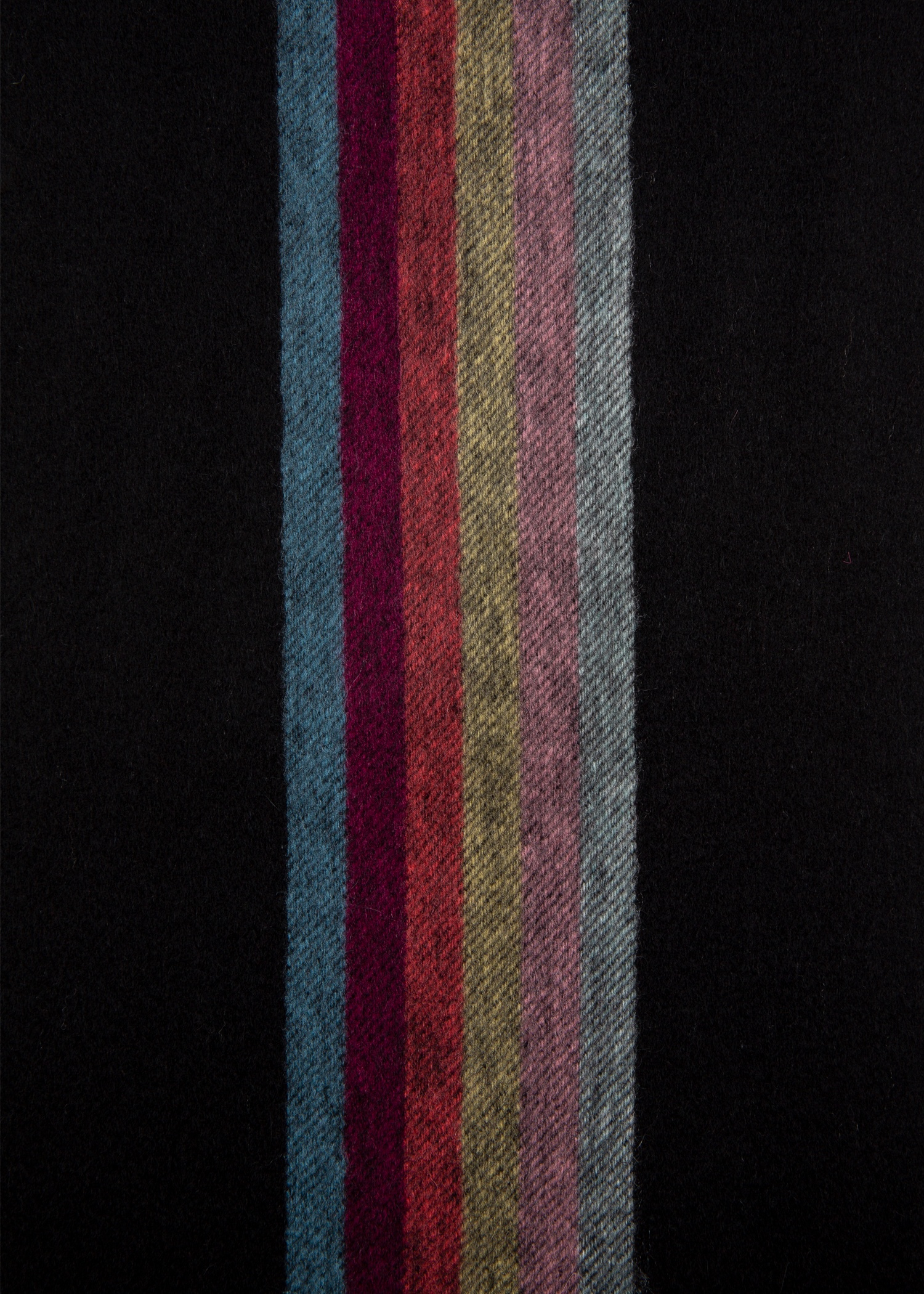 Black 'Artist Stripe' Central Band Cashmere Scarf - 4