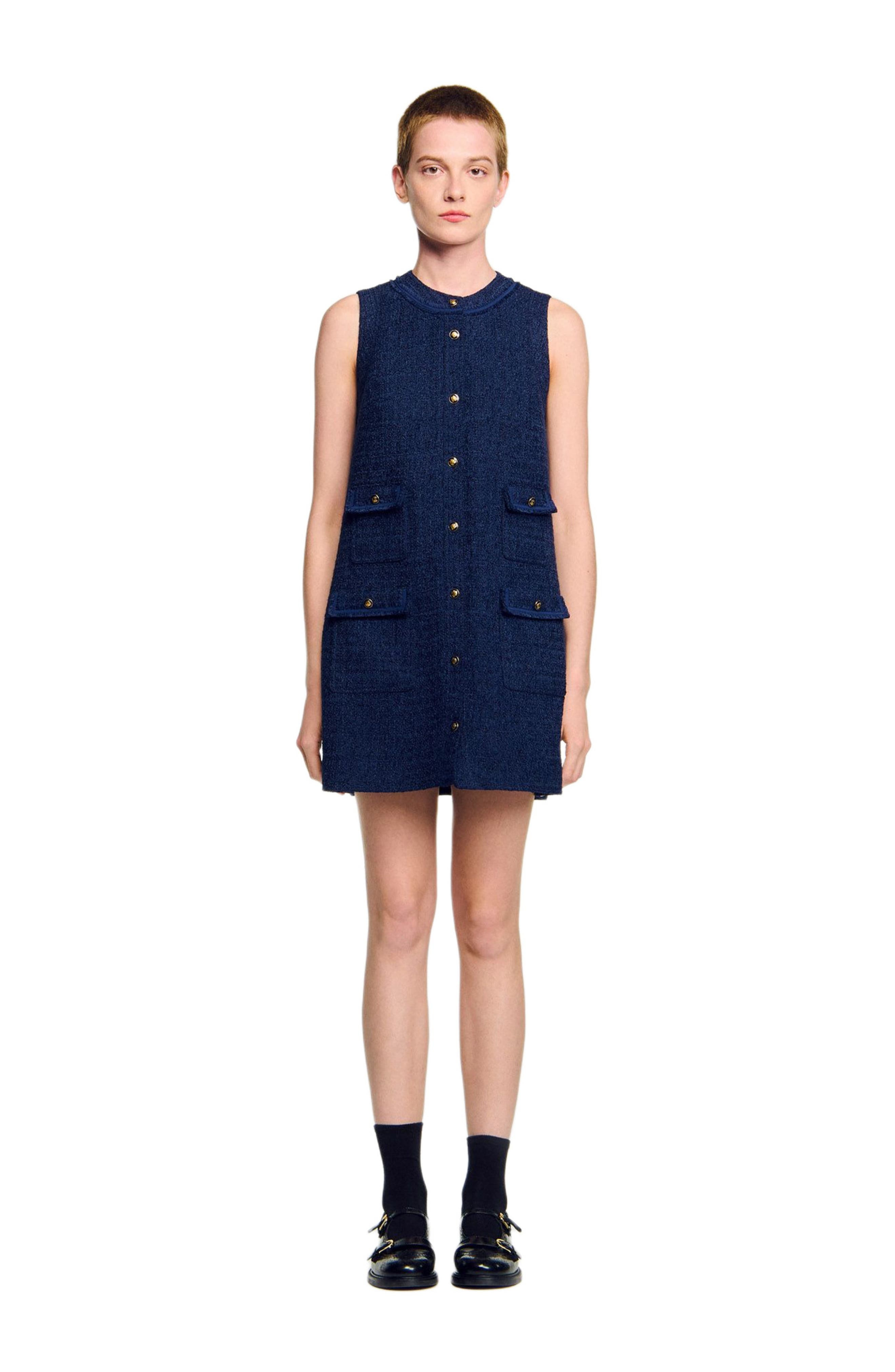 SANDRO Short tweed dress in Navy Blue at Nordstrom - 2