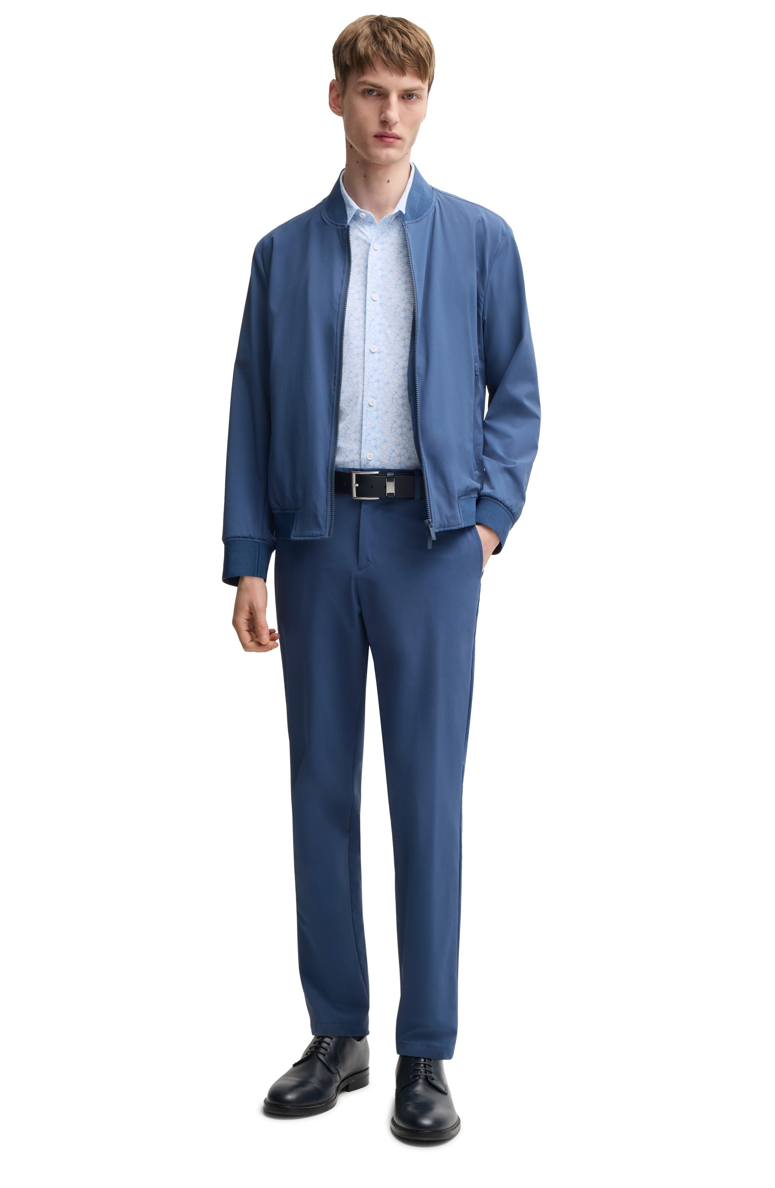 BOSS Roan Floral Short Sleeve Stretch Button-Up Shirt in Light Blue at Nordstrom - 6