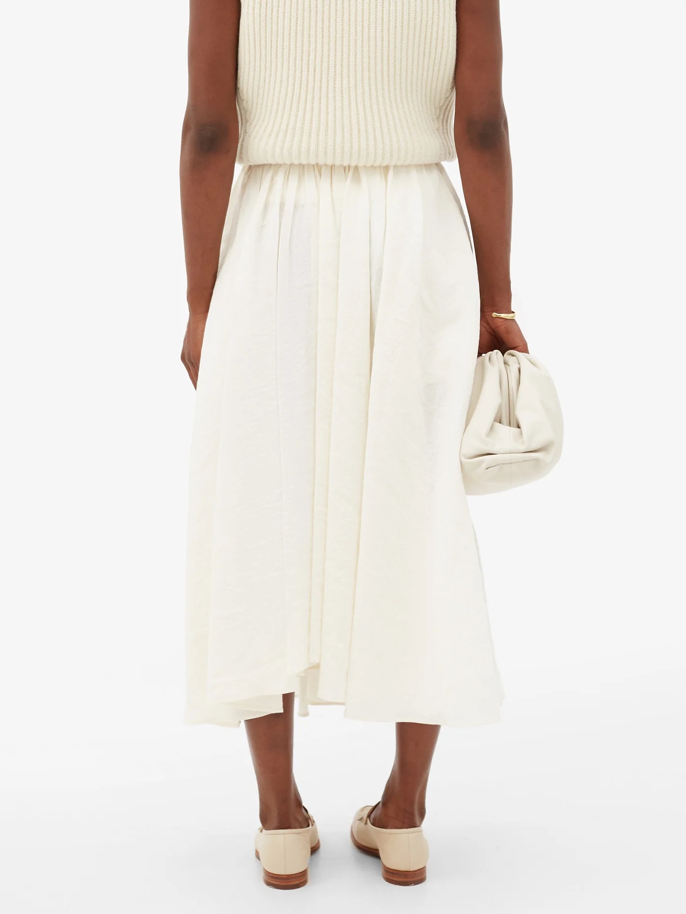 Nastya linen-blend midi skirt - 5