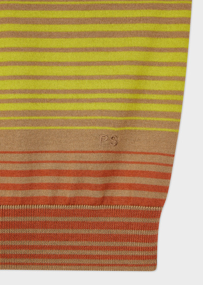 Paul Smith Yellow and Orange Stripe Merino Wool Polo Shirt outlook