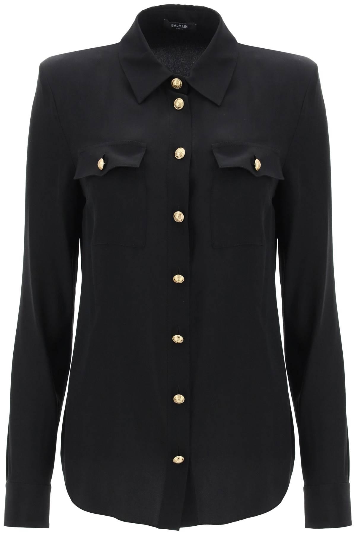 Balmain Silk Shirt With Padded Shoulders - 1