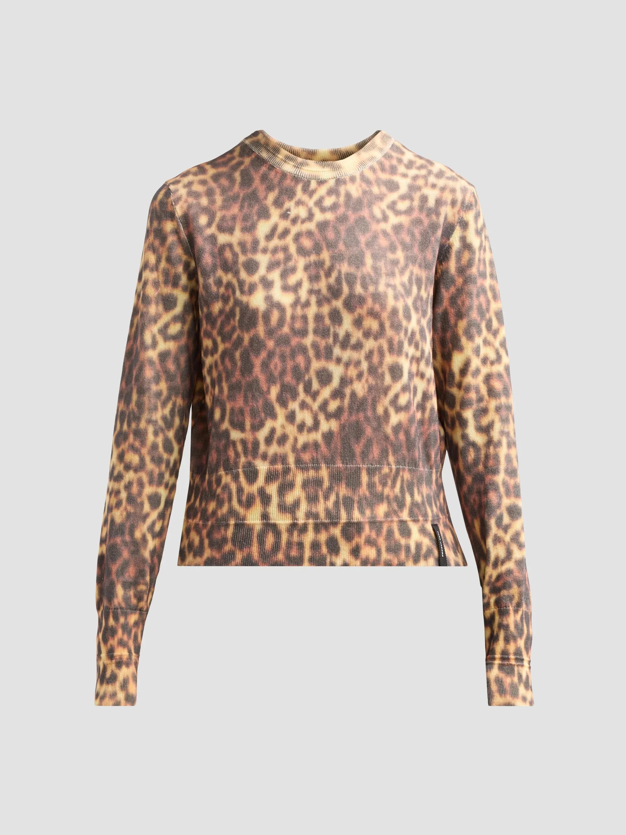 Women's Leopard Print Sweater - Brown Multi - 1