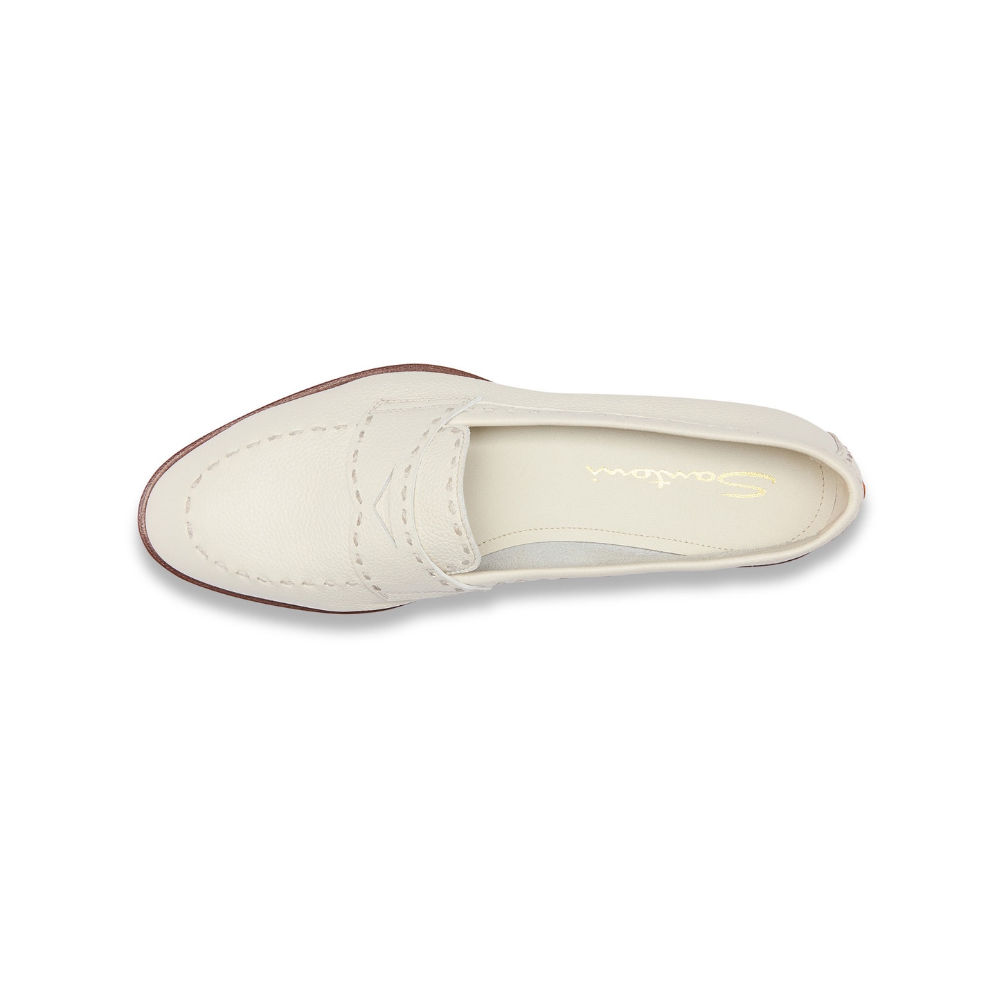 Women's white tumbled leather penny loafer - 5