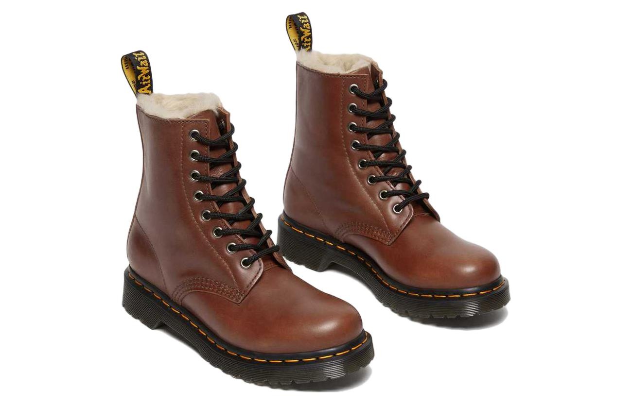 (WMNS) Dr. Martens 1460 Serena Faux Fur Lined Leather Lace Up Boots 'Tan' 27782225 - 3