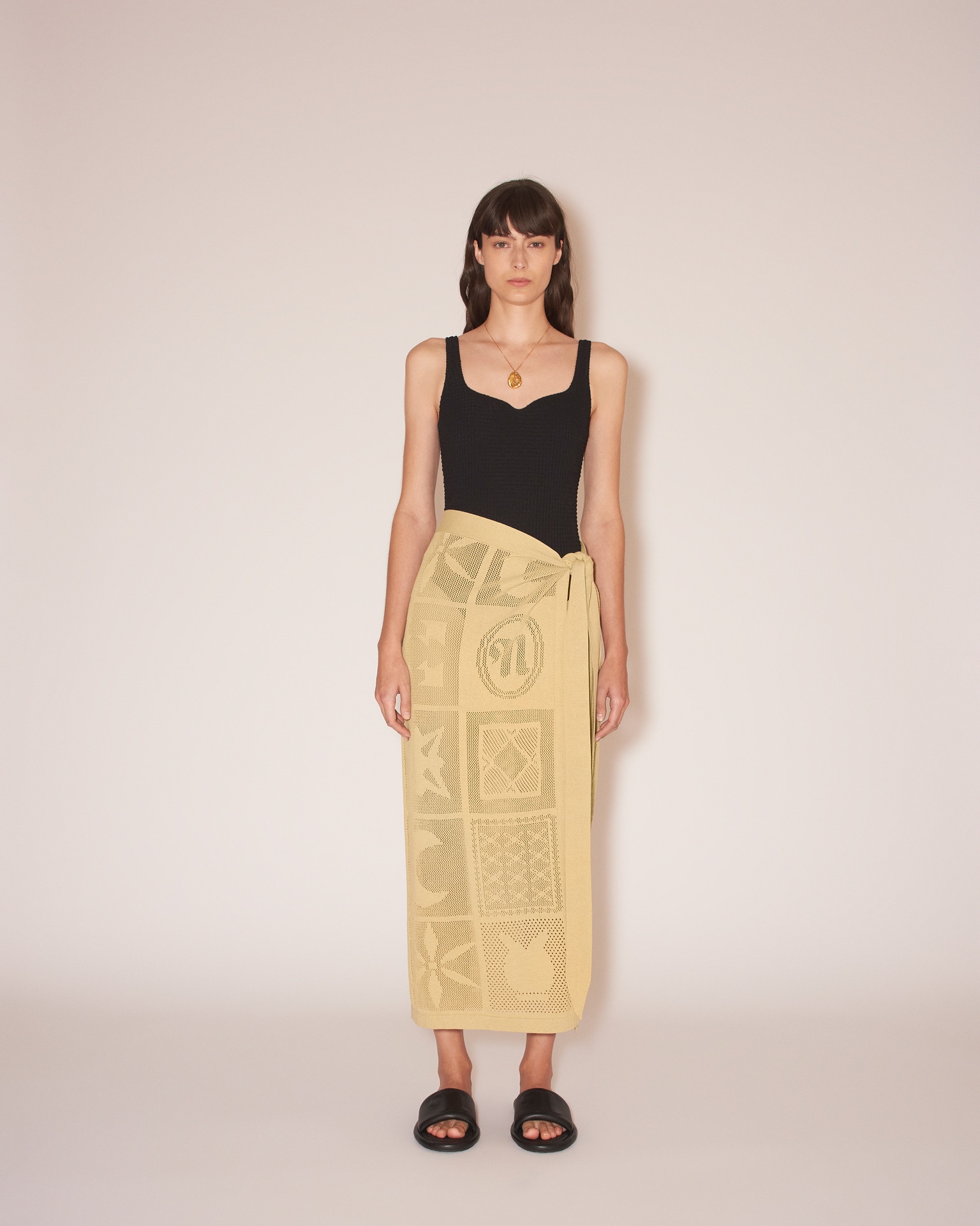LIGIA - Paper crochet midi skirt - Pale olive - 2
