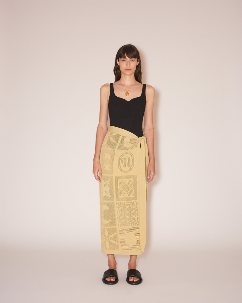 Nanushka LIGIA - Paper crochet midi skirt - Pale olive outlook