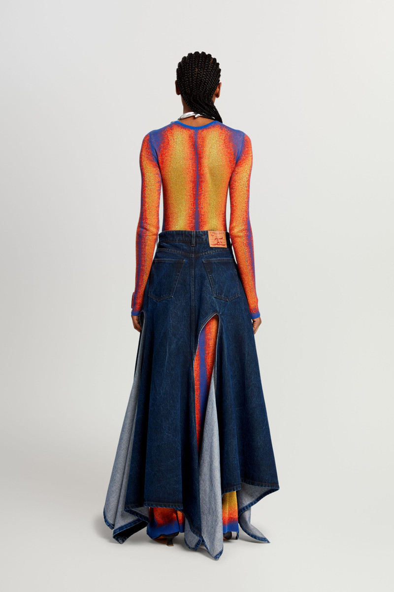 Multi Cut 아웃 Denim Maxi 스커트 6