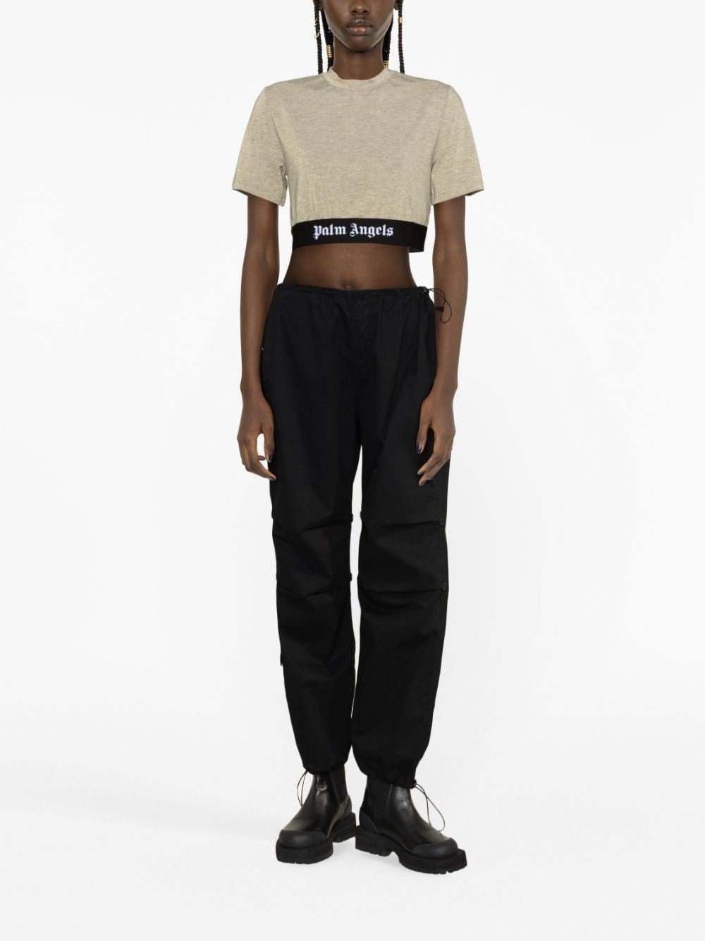 logo-tape cropped T-shirt - 2