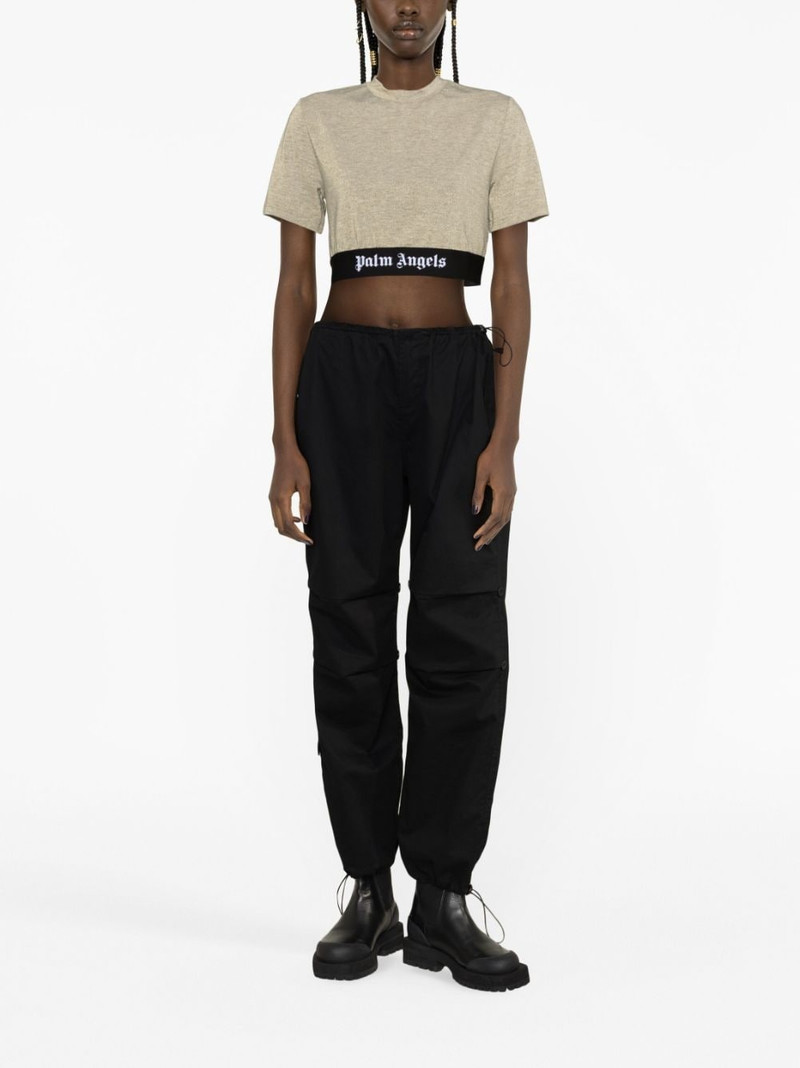 Palm Angels logo-tape cropped T-shirt outlook