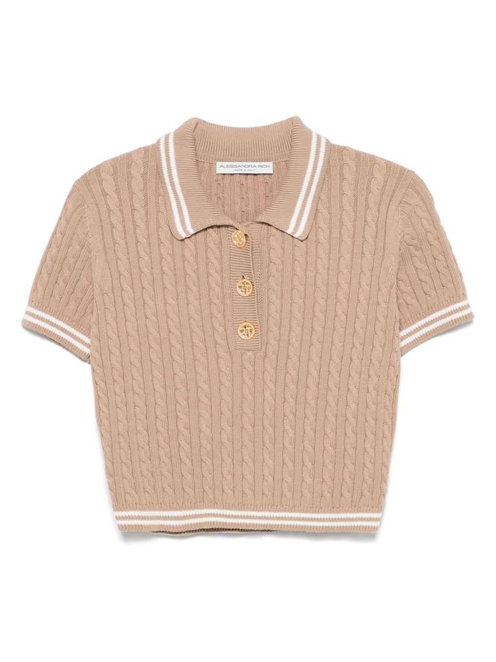 cable-knit polo shirt - 1