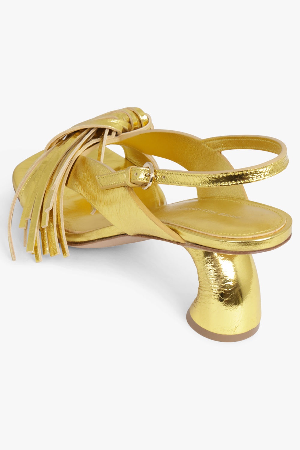 BOW DETAIL CURVED 50MM HEELED SANDAL | GOLD - 4