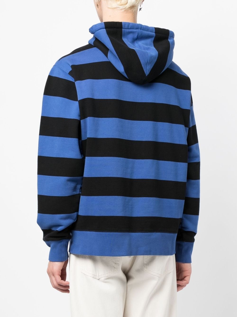 stripe-pattern jersey hoodie - 4