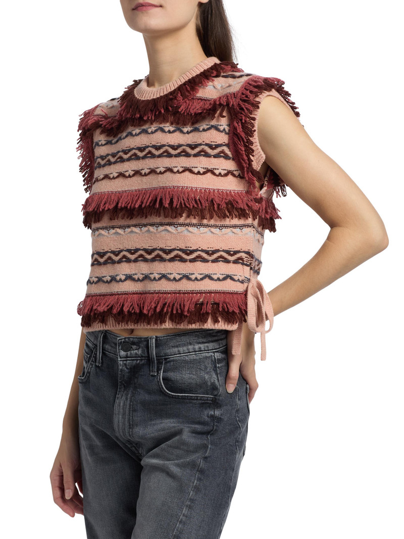 Women's Desmond Wool Fringed Top - Volcanic 4