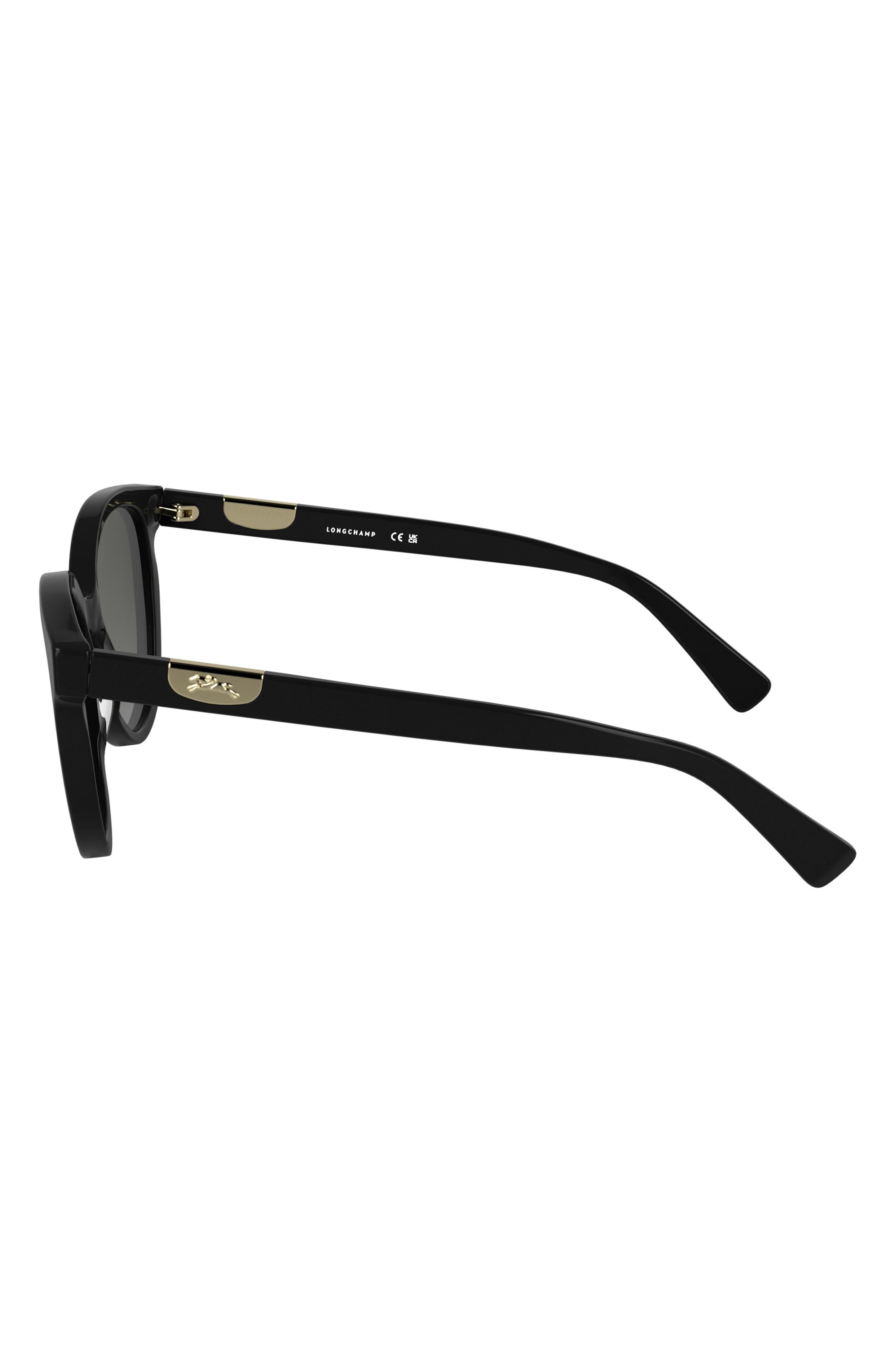 Longchamp Le Pliage 52mm Gradient Round Sunglasses in Black at Nordstrom - 3