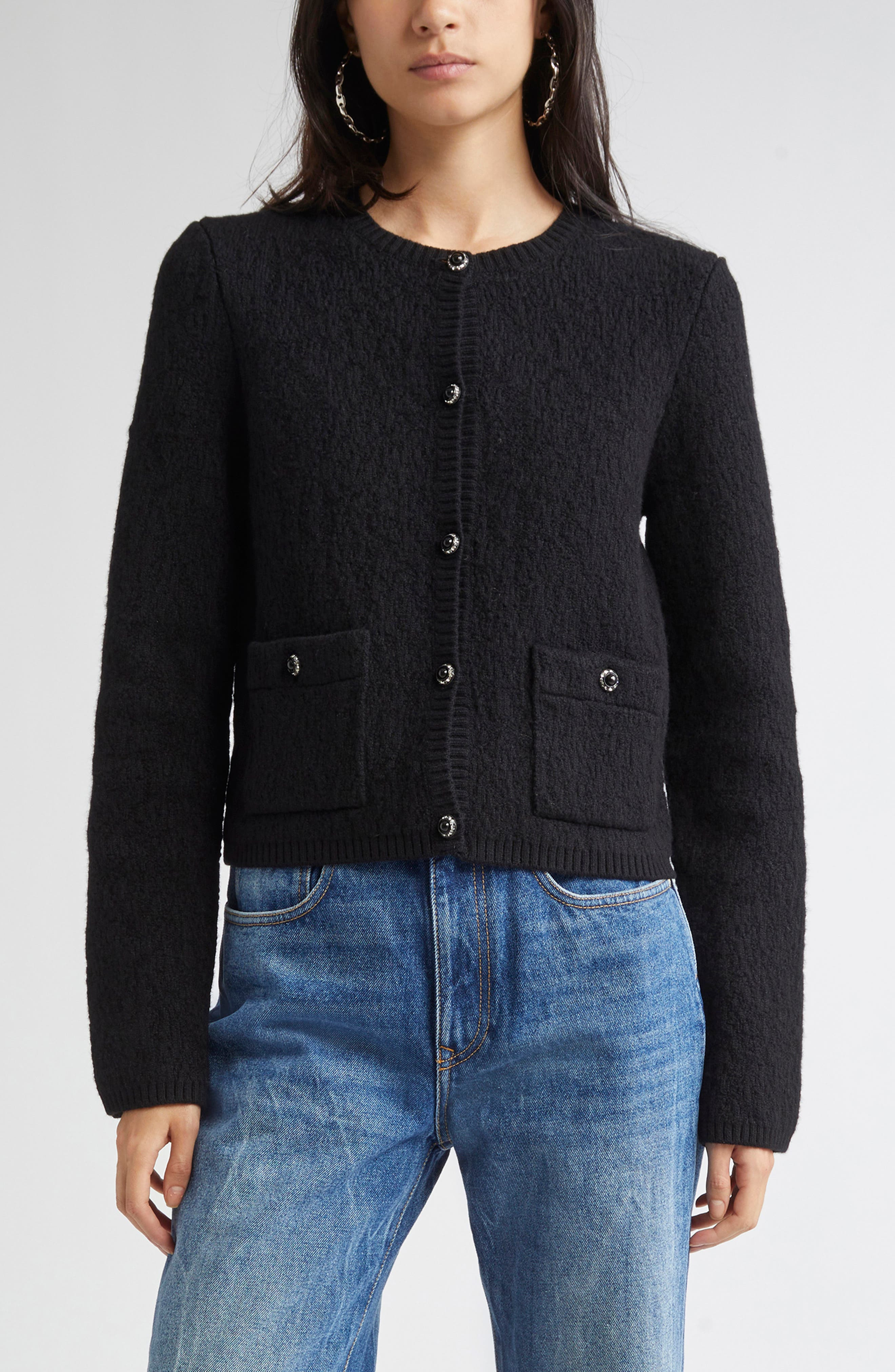 Rabanne Wool Blend Cardigan in Black at Nordstrom - 1