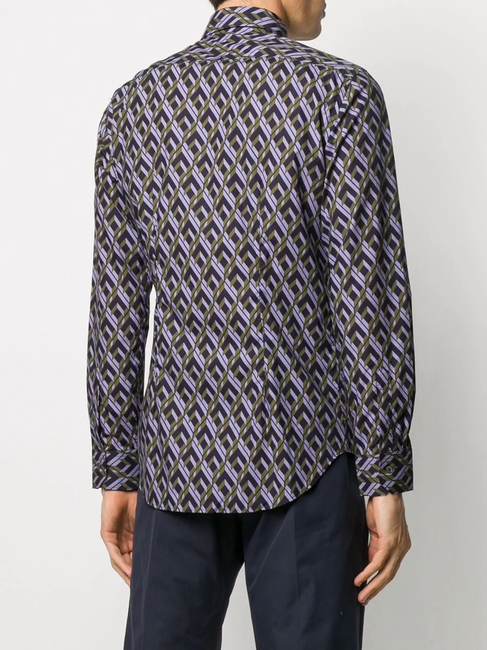 geometric print button-up shirt - 4