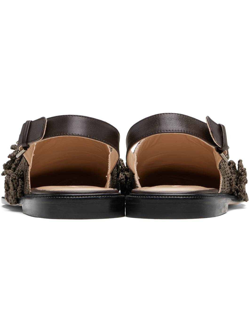 Brown Crochet Mule Loafers - 2