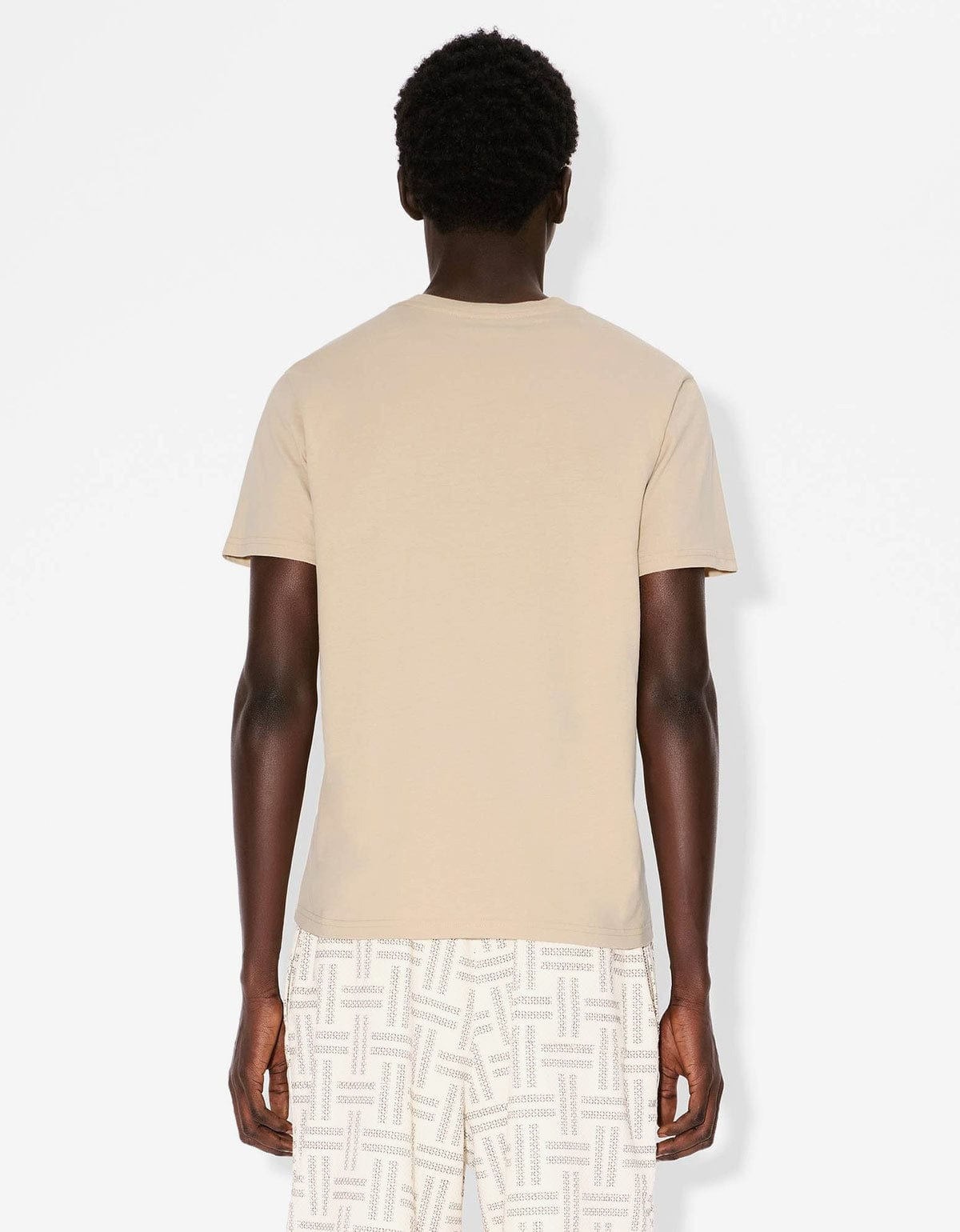 Kenzo Weave Beige Logo Embroidered T-Shirt - 4