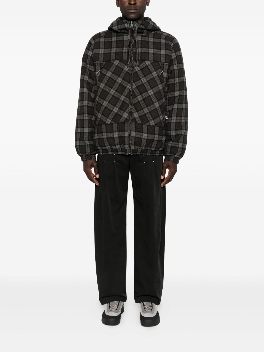 hooded checked jacket - 2