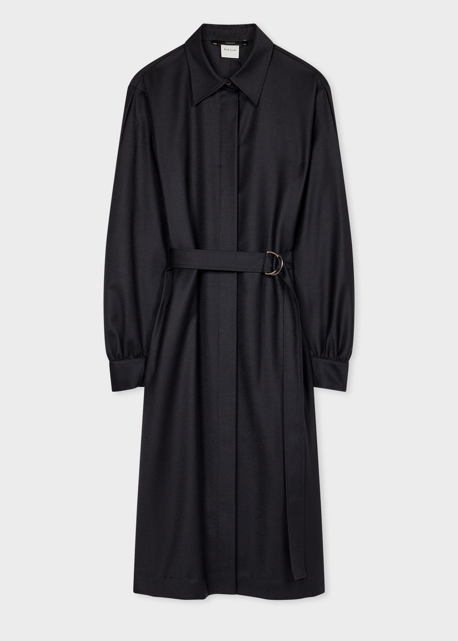 Women's Navy Flannel Blouson Sleeve Dress - 1